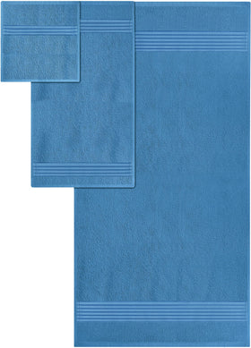 Utopia Towels bath towel electric blue 27x54 close-up highlights softness and texture.