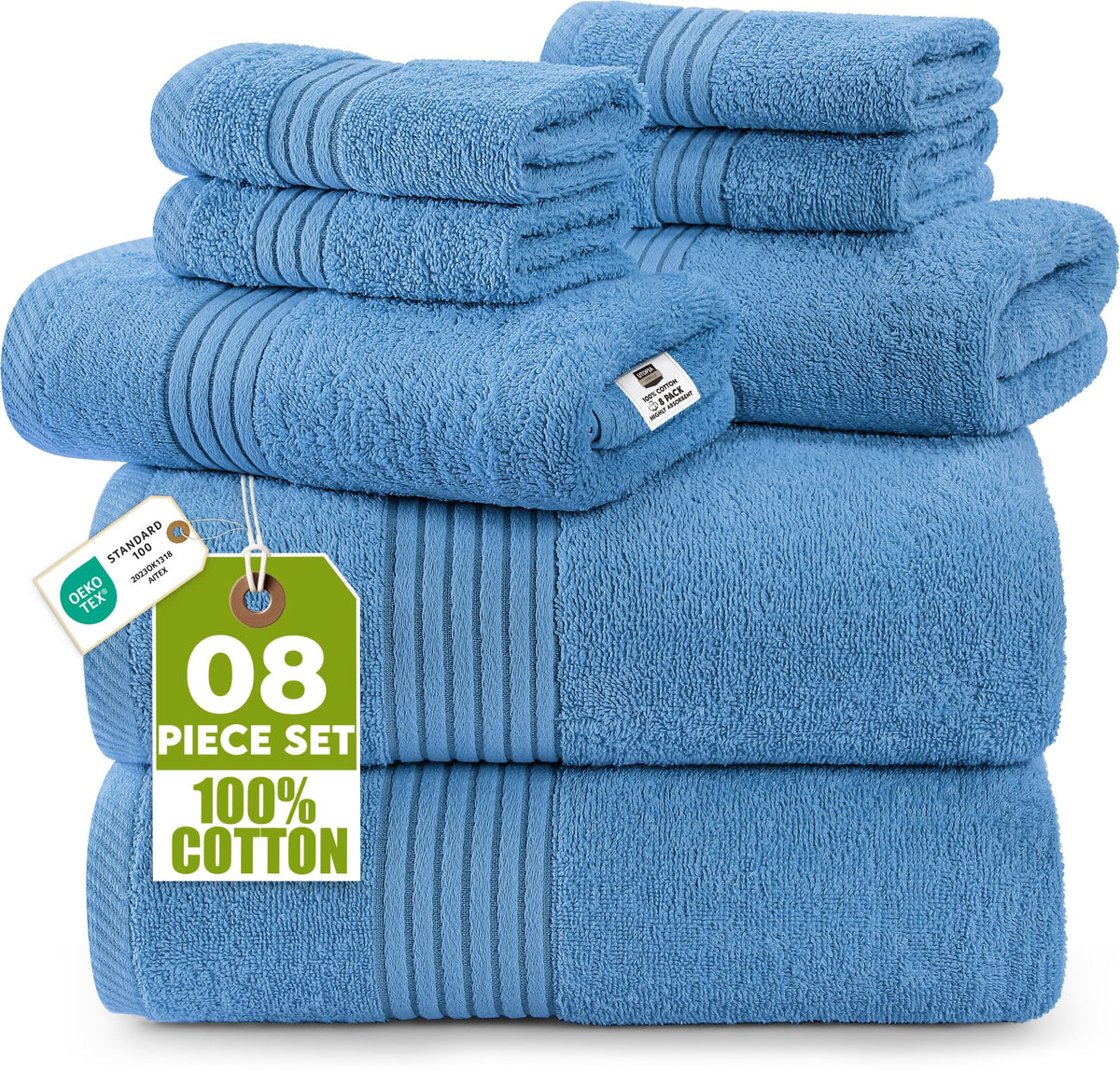 Utopia Towels bath towel electric blue close-up shows plush, absorbent fabric.