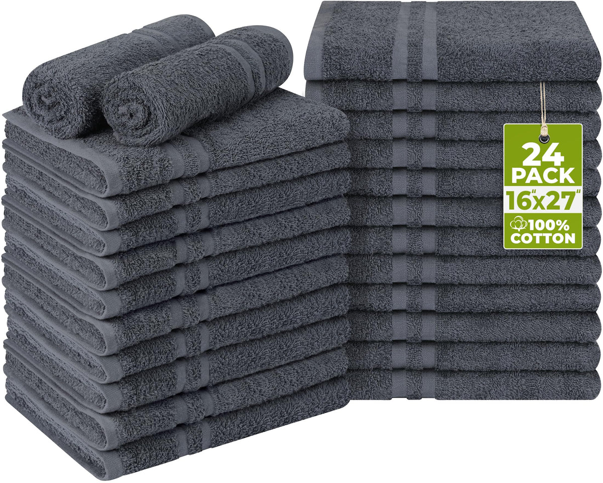 Utopia Towels bleach-proof salon towel in dark grey, built to withstand repeated chemical exposure.