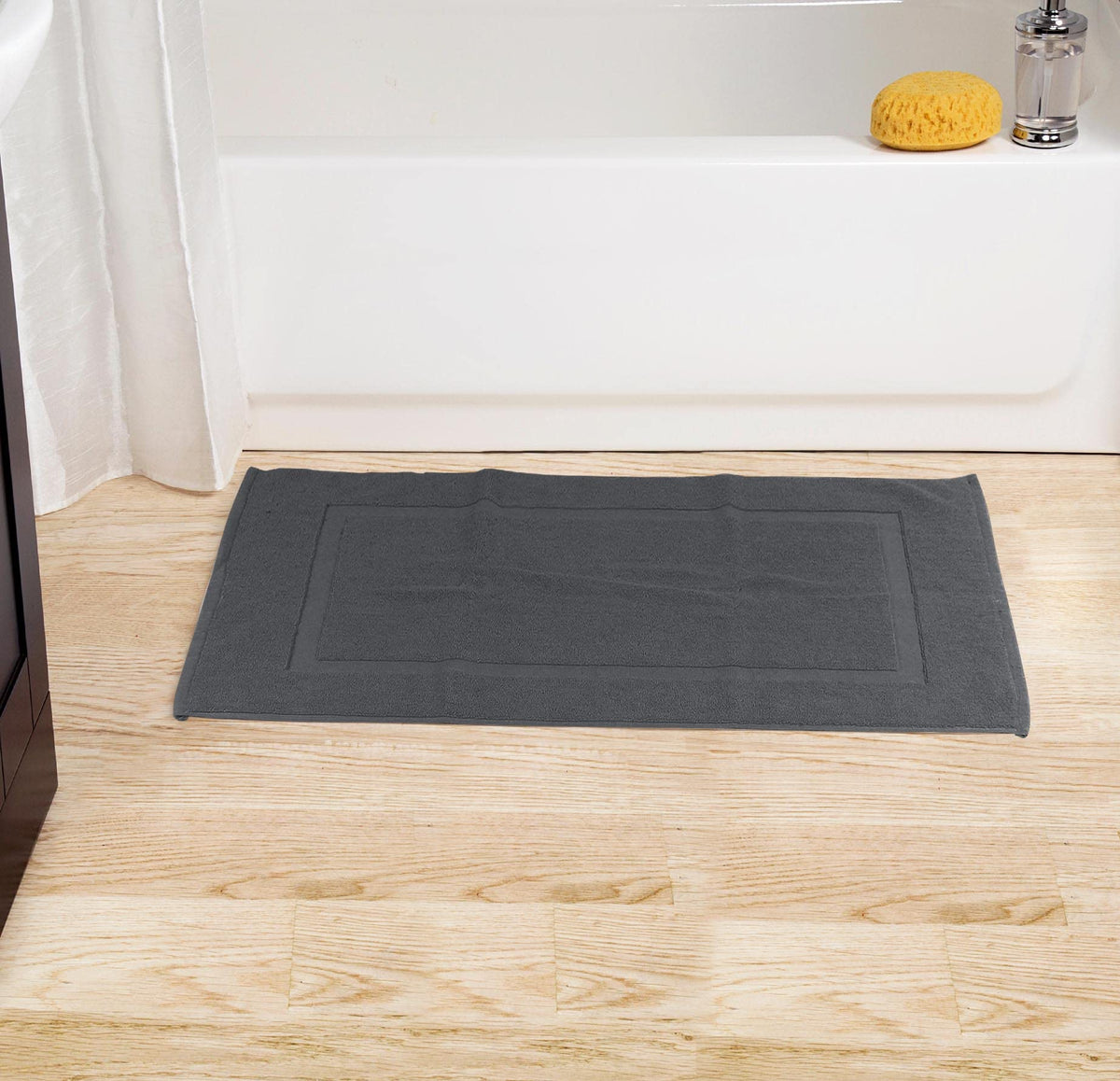 Utopia Towels cotton banded rug gray tone complements any bathroom decor