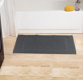 Utopia Towels cotton banded rug gray tone complements any bathroom decor