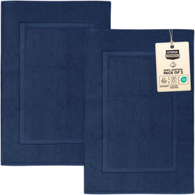 Utopia Towels navy cotton banded rug, 21x34 inches, roomy bath landing.