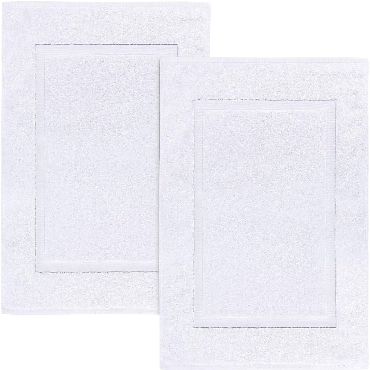 Utopia Towels Cotton Banded Rug left view shows plush absorbent bath mat.