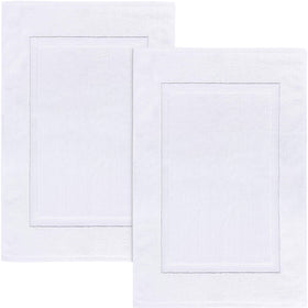 Utopia Towels Cotton Banded Rug left view shows plush absorbent bath mat.