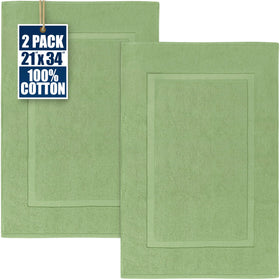Utopia Towels cotton banded rug in sage, 21x34, plush and absorbent for a dry bathroom floor.