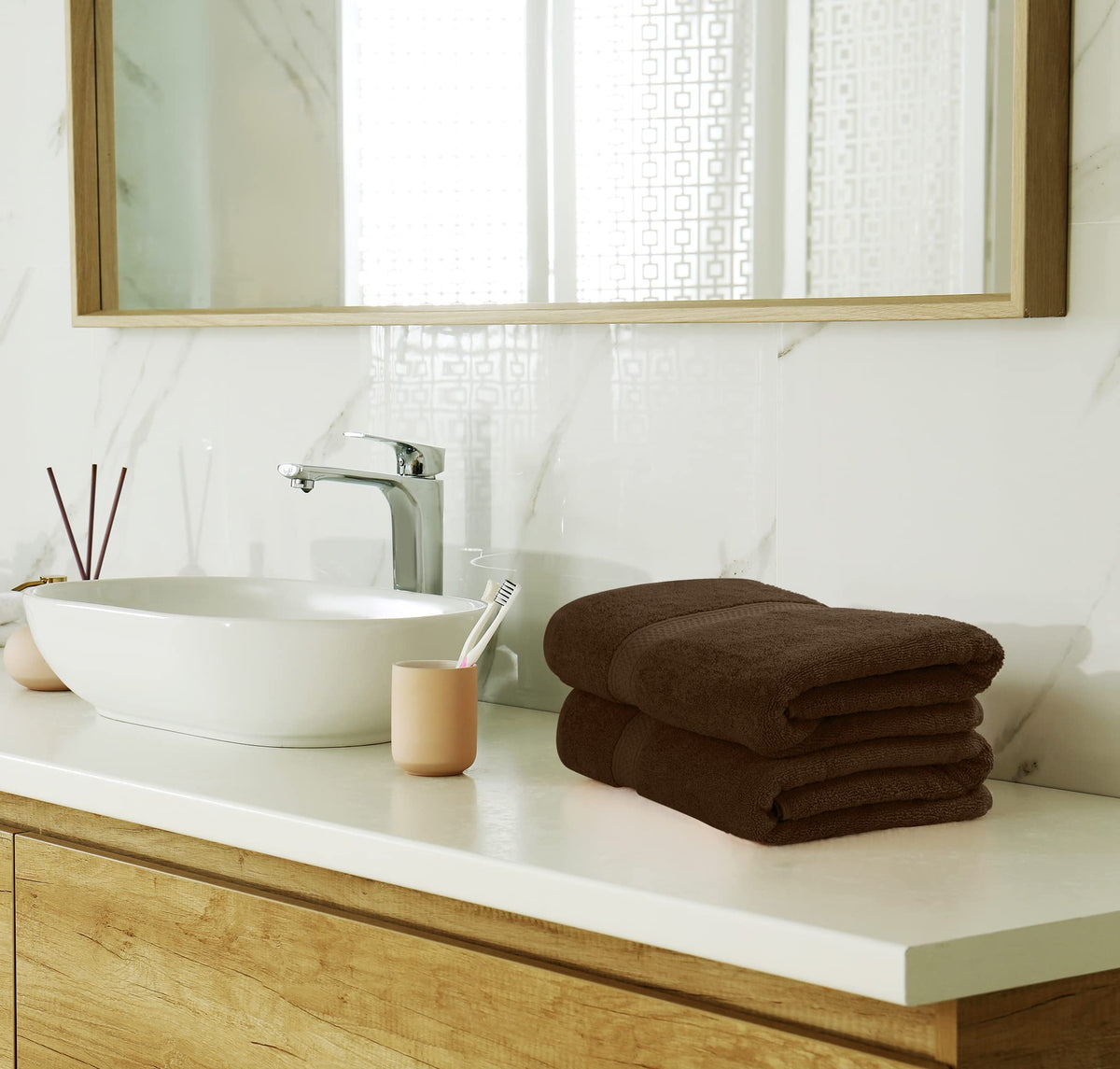 Utopia Towels double stitched hem highlight durability and stylish edge