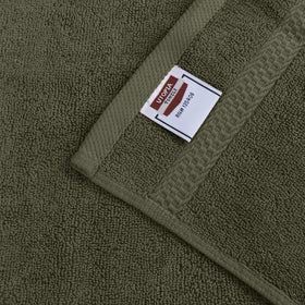 Utopia Towels dusty olive color swatch adds stylish bathroom decor.