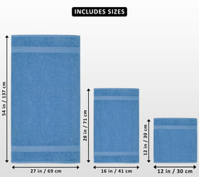Utopia Towels electric blue bath towel pair, durable and absorbent for daily use.