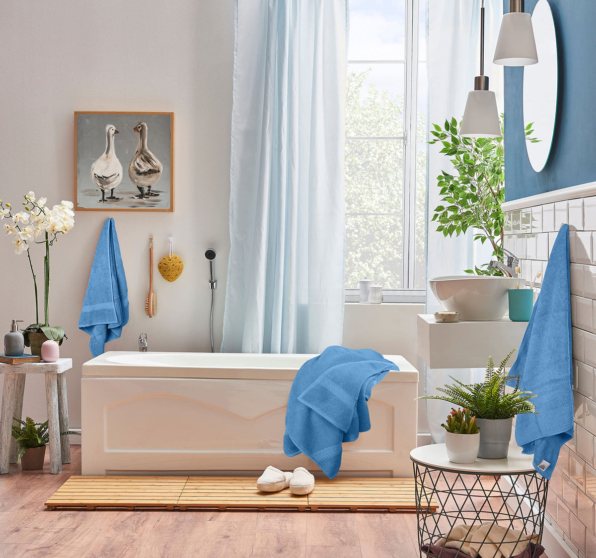 Utopia Towels electric blue washcloth 12x12, gentle facial cleansing.