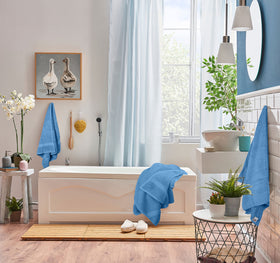 Utopia Towels electric blue washcloth 12x12, gentle facial cleansing.