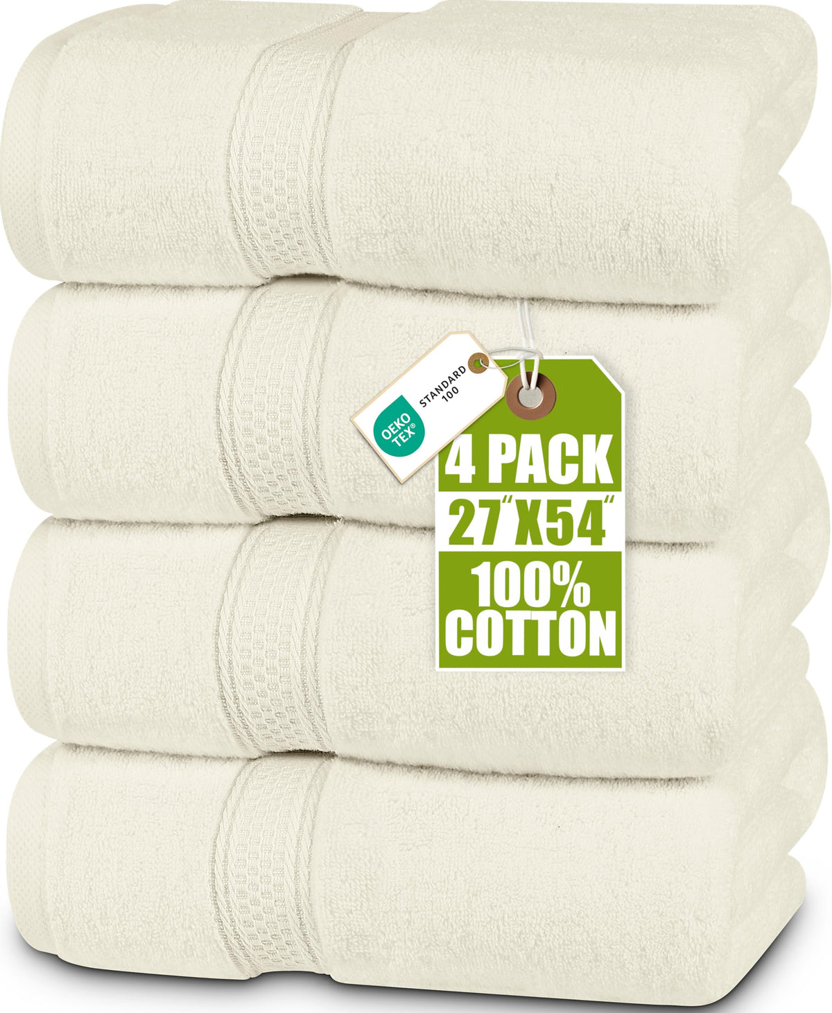 Utopia Towels four-pack bath towels in ivory with plush softness for daily use