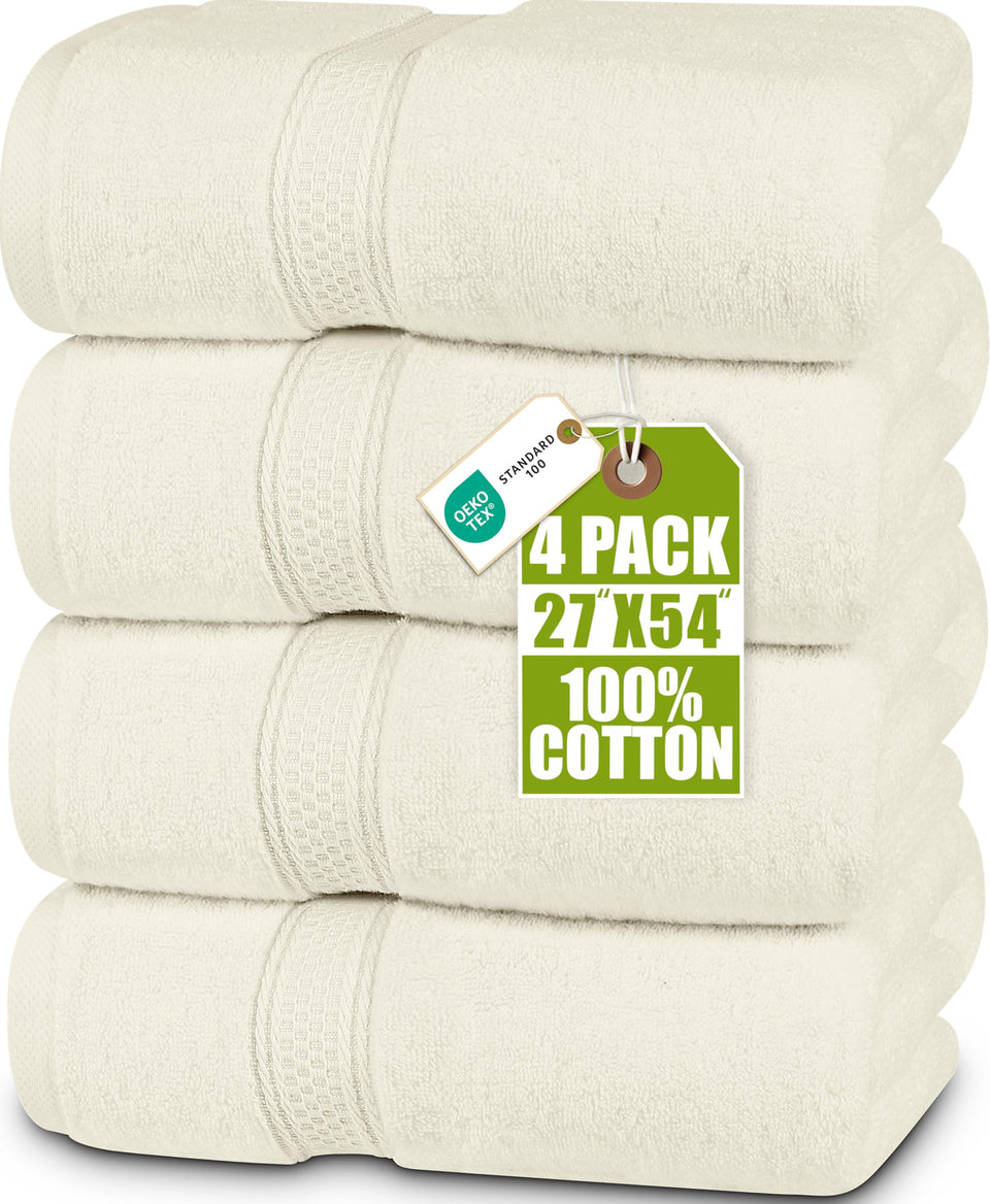 Utopia Towels four-pack bath towels in ivory with plush softness for daily use