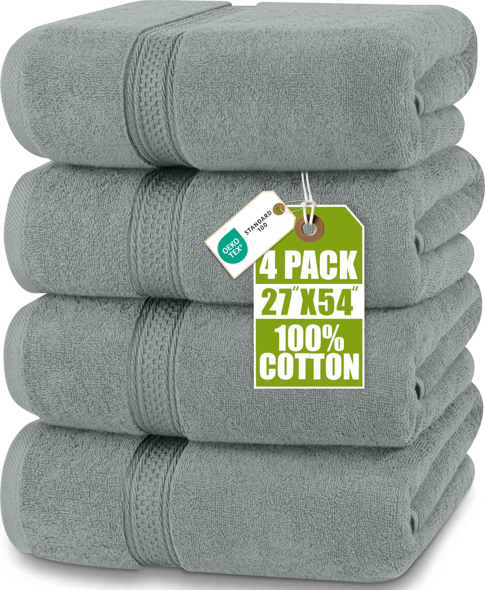 Utopia Towels four-pack bath towels setup showing plush softness for daily use.