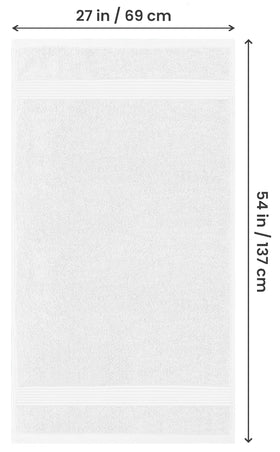 Utopia Towels four-pack white bath towels, durable and comfortable for home spa days.