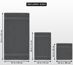 Utopia Towels grey bath towels with plush absorbent feel for after-shower use.