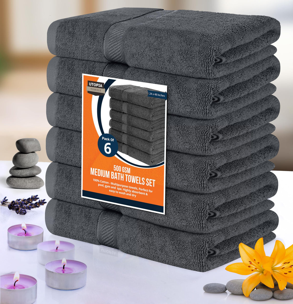 Utopia Towels gym-spa-use scenario with towel on rack.