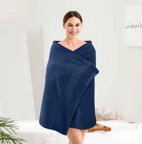Towels stacked illustrating generous 27 x 54 inch size
