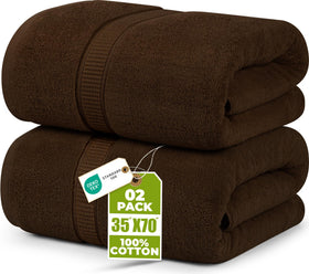 Utopia Towels jumbo bath sheet 2-piece on display, offering full-body coverage after showers.