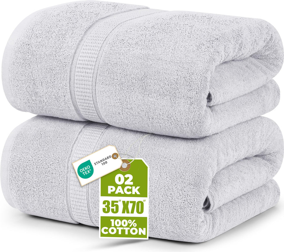 Utopia Towels jumbo bath sheet outer view showing generous coverage after shower