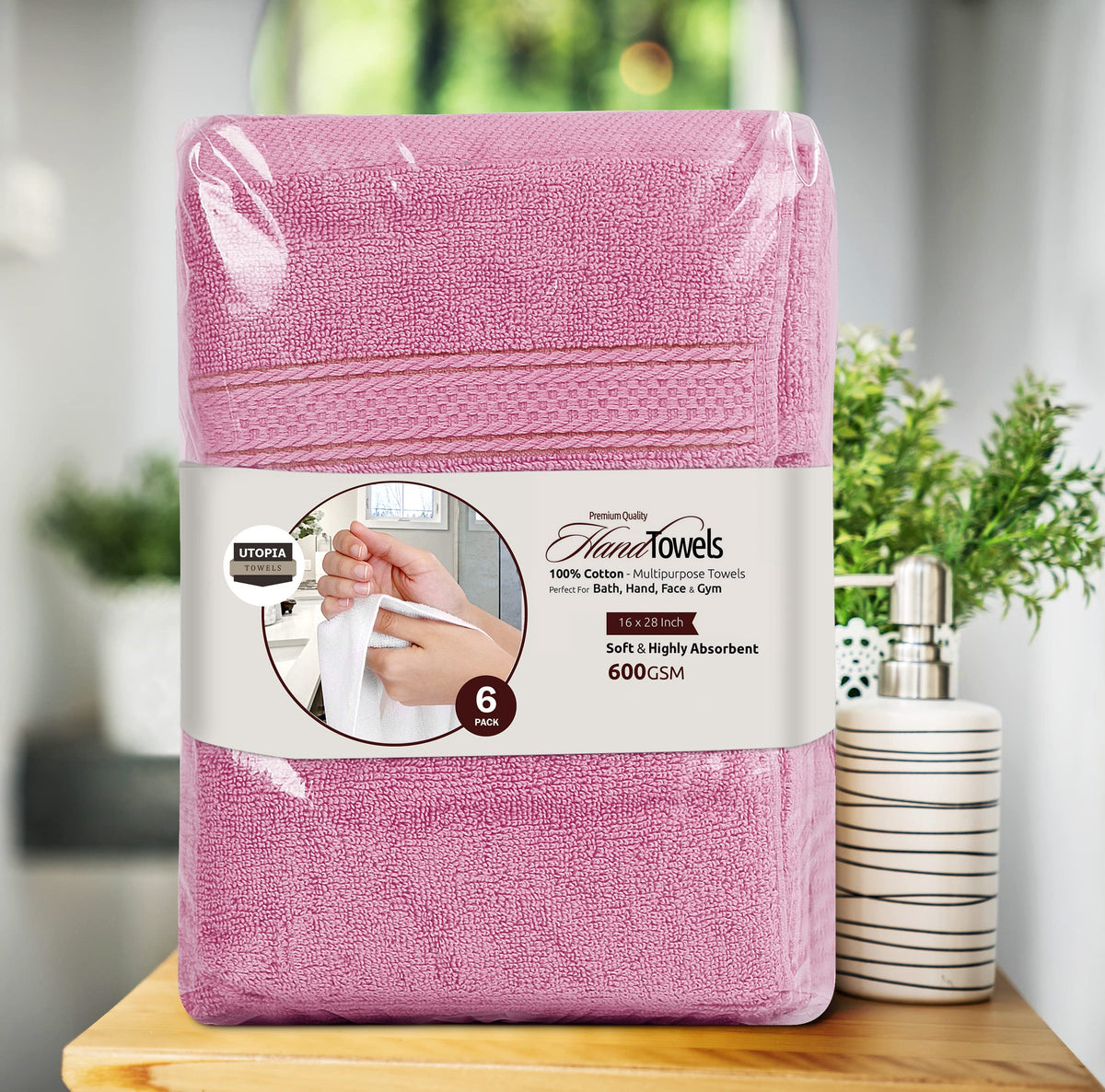Utopia Towels premium pink hand towels enhance guest bathrooms and daily routines.