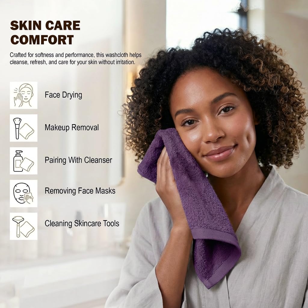 Utopia Towels plum washcloth adds color and softness to bathrooms.