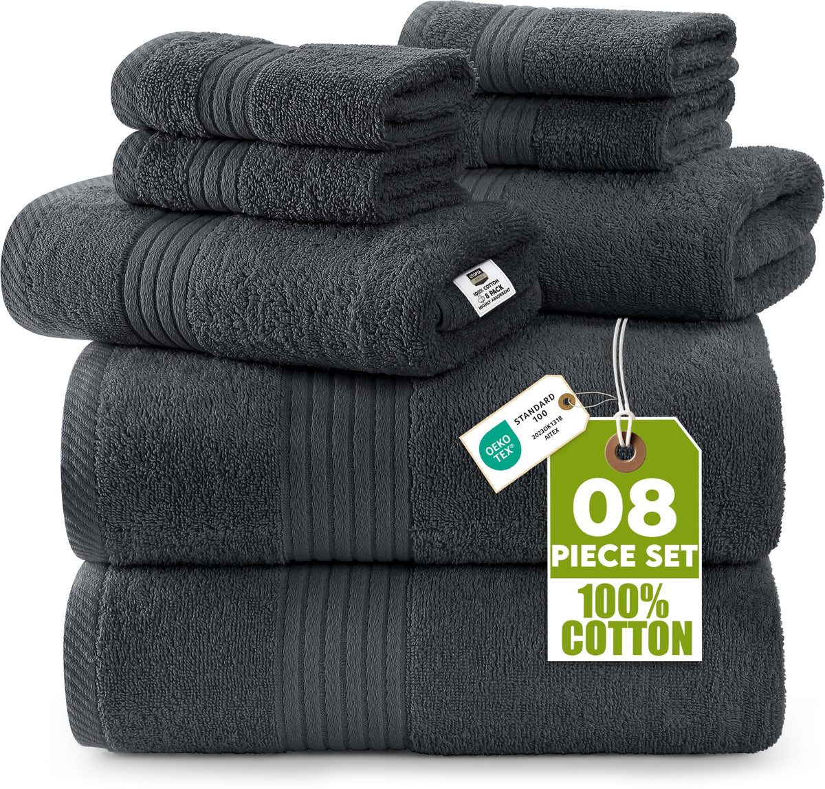 Utopia Towels premium 8-piece set bath towel 27x54, plush and absorbent