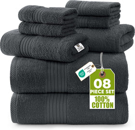 Utopia Towels premium 8-piece set bath towel 27x54, plush and absorbent