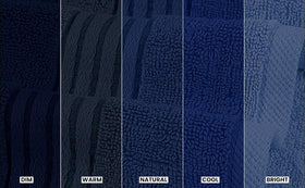 Utopia Towels navy hand towel close-up texture, plush weave and softness.