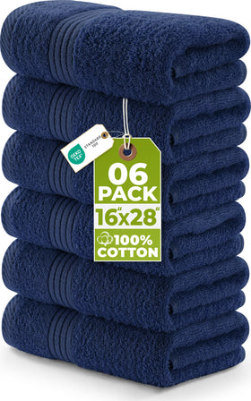 Utopia Towels premium hand towel navy folded for display, highly absorbent.