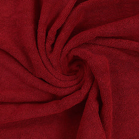 Utopia Towels red set display: bold color, stylish bathroom accent while staying absorbent.