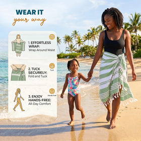 Utopia Towels sand-free shake-off feature demonstrated for easy beach cleanup.