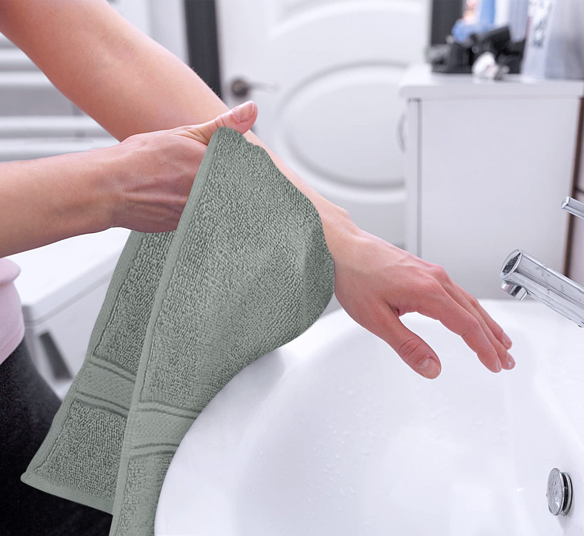 Utopia Towels soft hand-feel close-up highlighting gentle touch