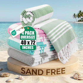 Utopia Towels Turkish beach towel four-pack, oversized 40x72 inches for the whole group.