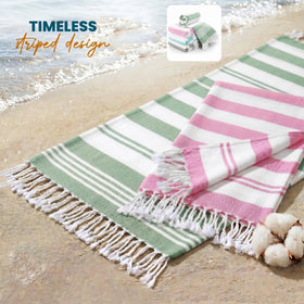 Utopia Towels rolled towel fits compactly in a tote or suitcase.