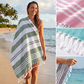 Utopia Towels sea foam towel, quick-dry and sand-repellent for beach days.