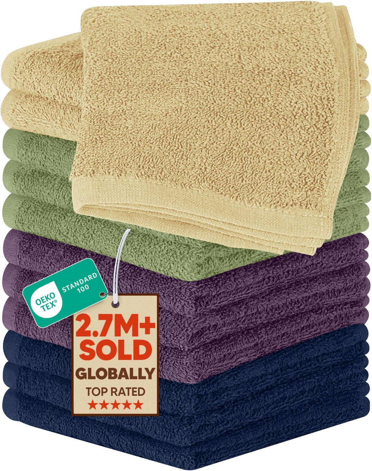 Utopia Towels washcloth 12-pack—soft, compact for daily cleansing.