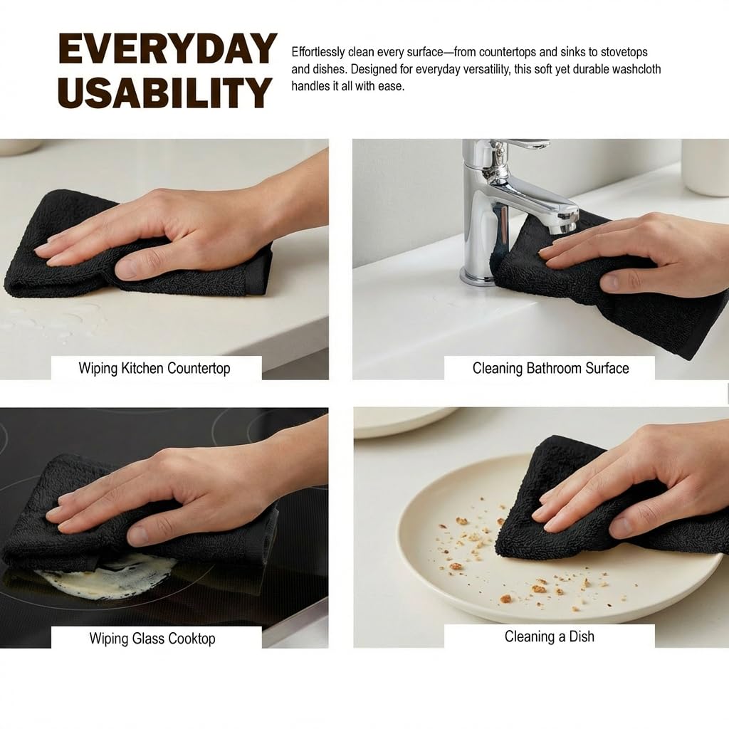 Back view of Utopia Towels washcloths showing fabric quality and durability