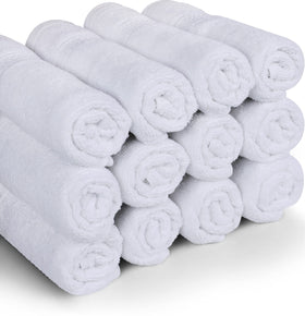 Utopia Towels washcloth in bathroom setup suggesting spa-like routine and soft touch.
