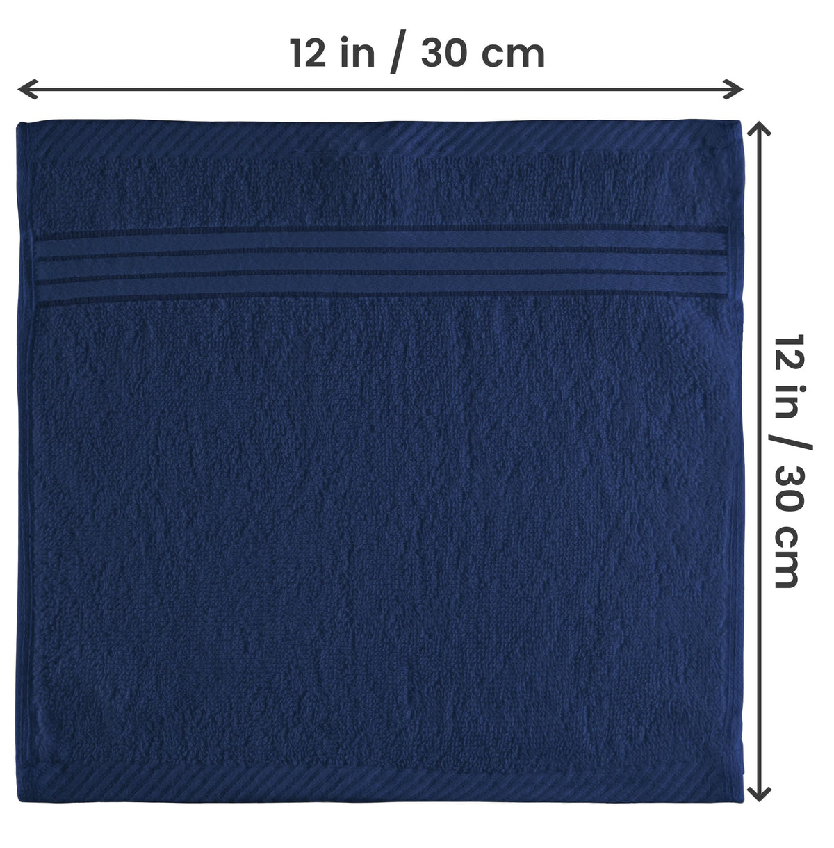 Utopia Towels navy washcloth closeup emphasizes dense 500 GSM weave for durability.