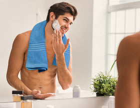 Utopia Towels washcloth electric blue 12x12 ready for skincare routines.