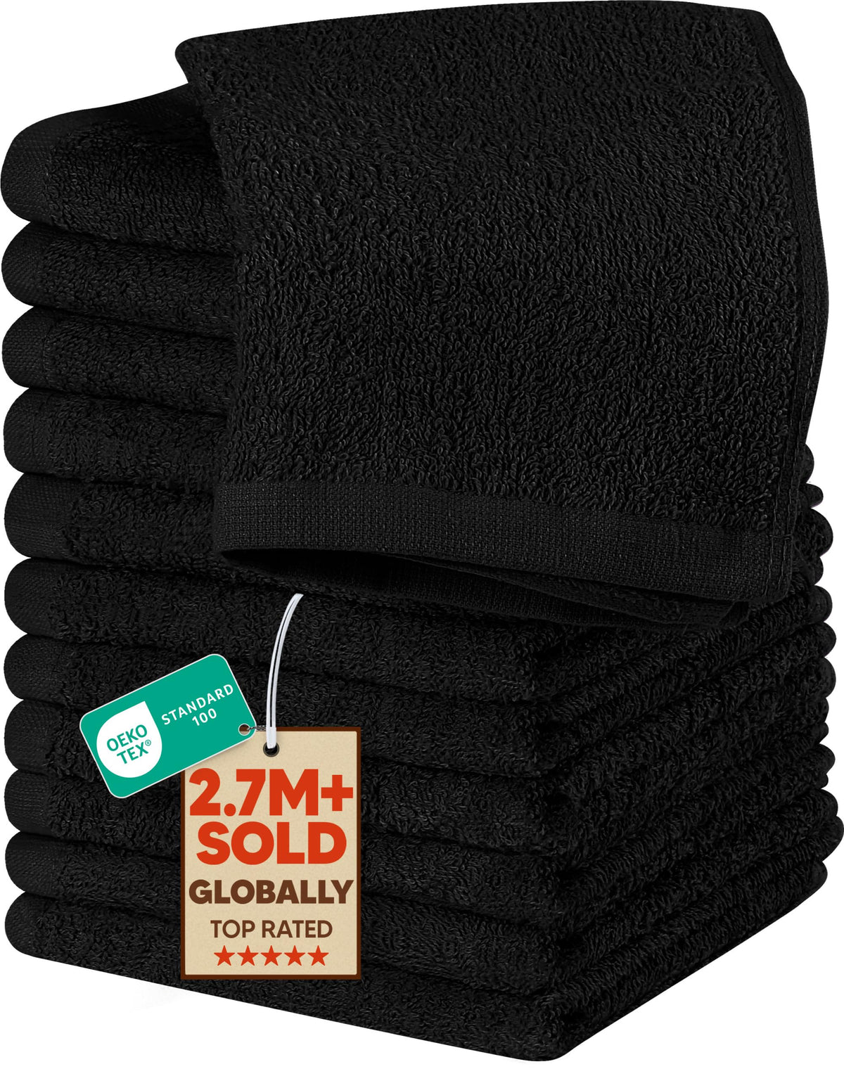 Utopia Towels washcloth flatlay showing 12-pack softness and absorbency