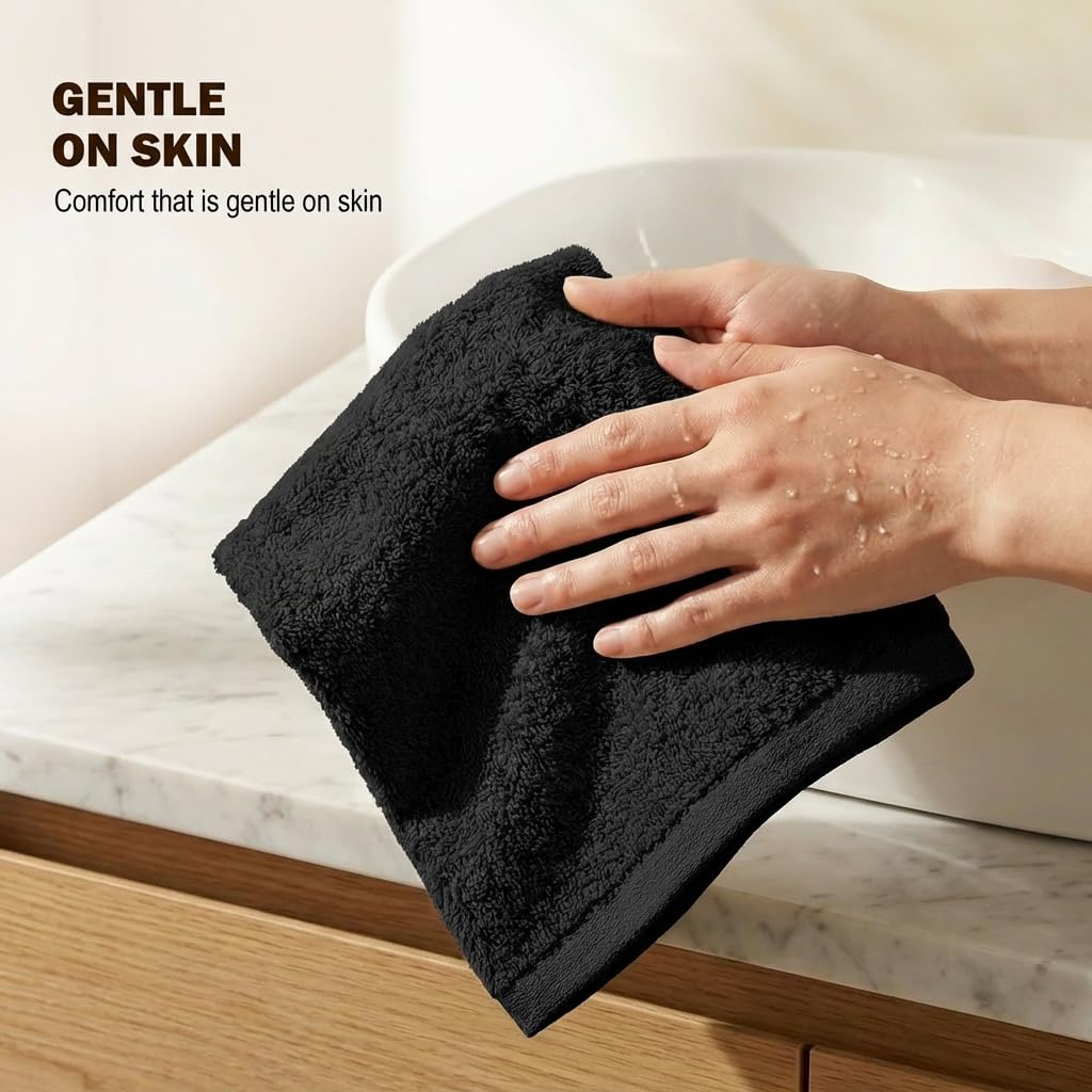 Utopia Towels washcloth folded front view highlighting compact size and luxury feel