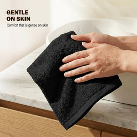 Utopia Towels washcloth folded front view highlighting compact size and luxury feel