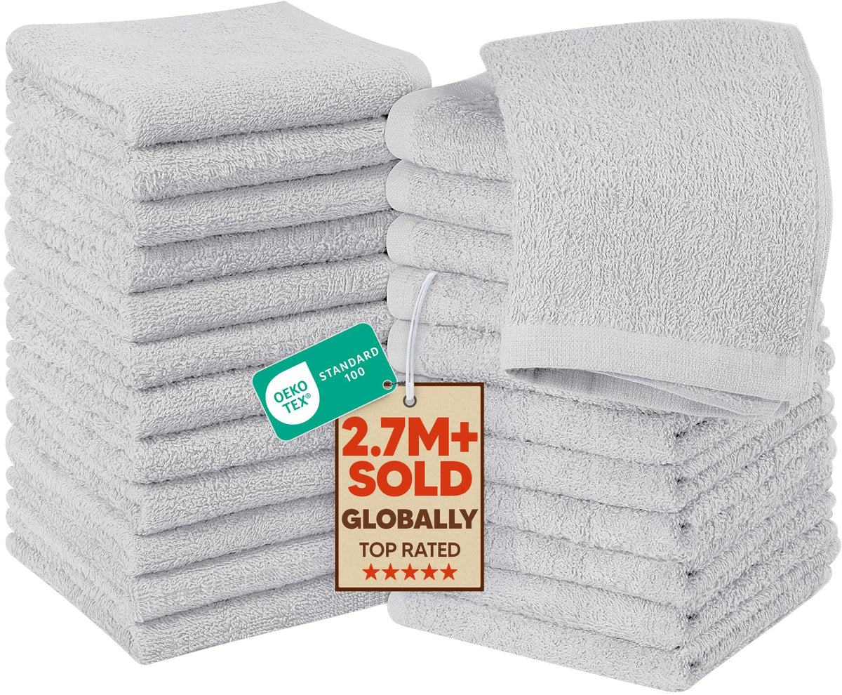Utopia Towels washcloth set 12x12 inches, soft and absorbent for daily cleansing.