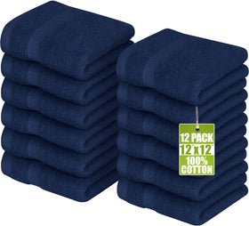 Utopia Towels navy washcloth set, 12x12 inches, soft and absorbent for daily cleansing