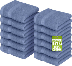Utopia Towels washcloths 12x12 on shelf, soft and absorbent
