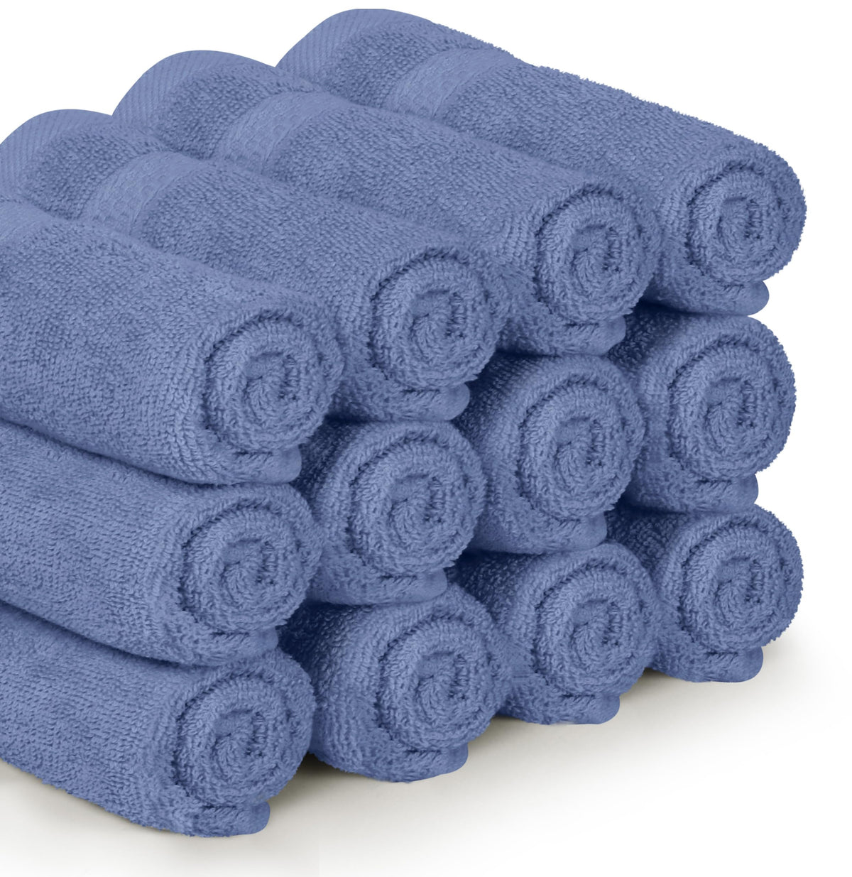 Washcloths displayed on bathroom shelf inviting a spa-like routine
