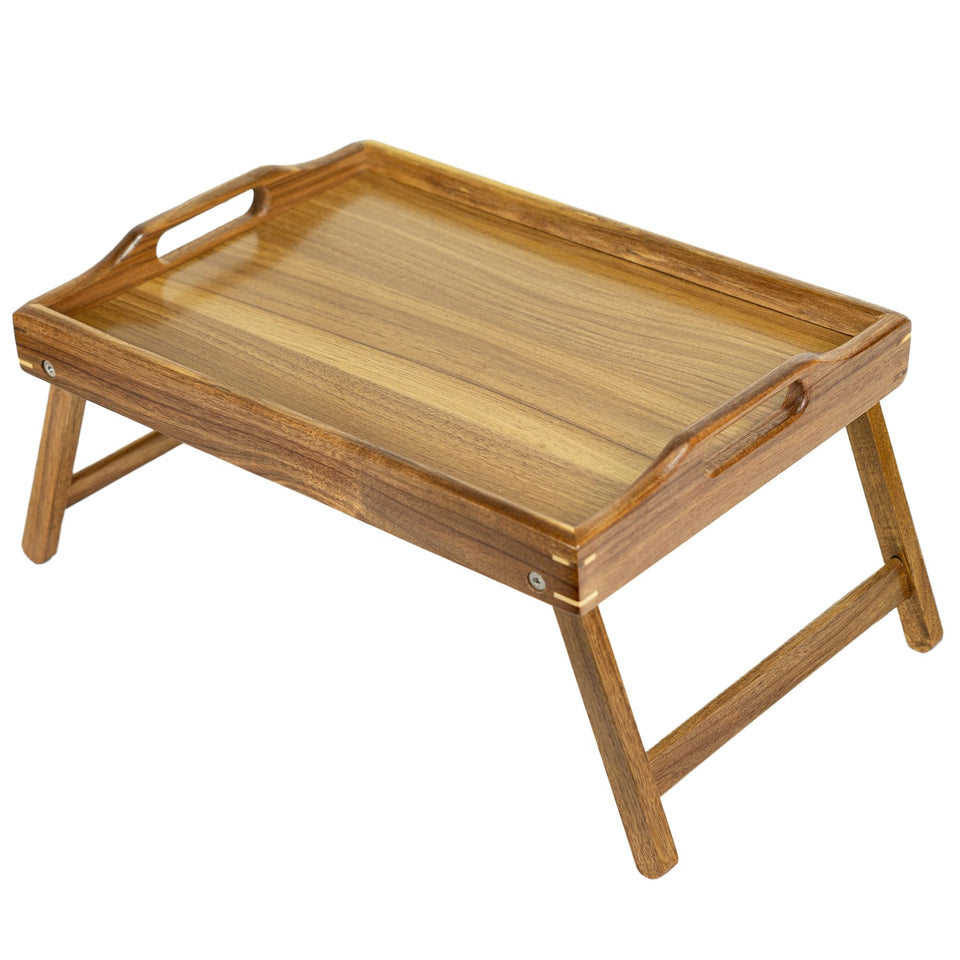 Utoplike Acacia Bed Tray with wood surface, ideal for meals or study in bed