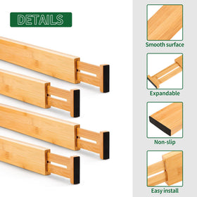 Utoplike bamboo finish drawer dividers in natural tone add warmth.