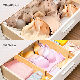 Utoplike non-slip pads on divider ends protect drawers.